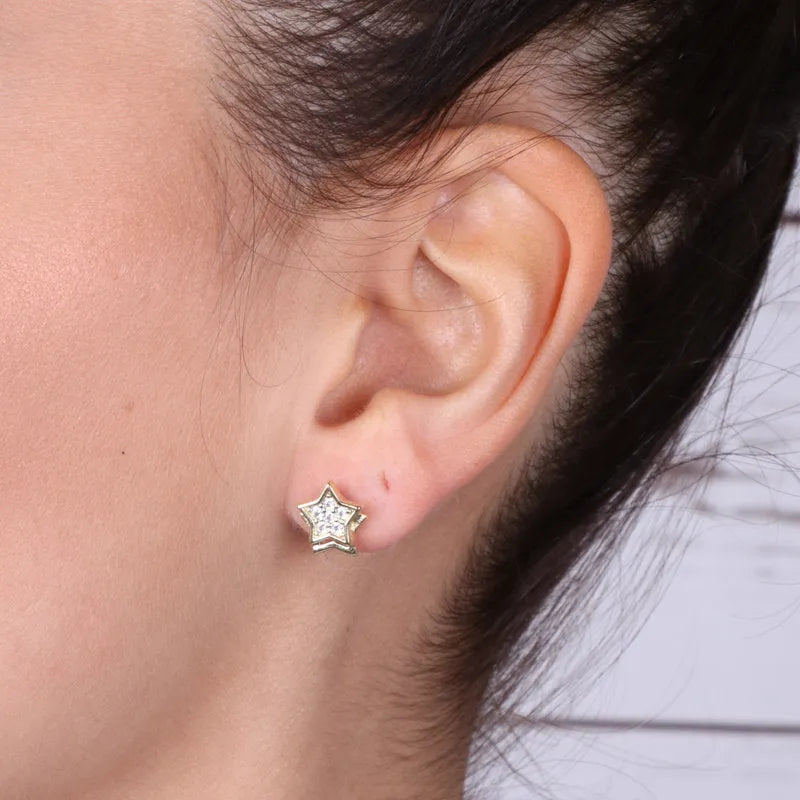 Orecchini in Argento 925 a forma di stelle ricoperte da zirconi bianchi Collezione Barcellona - BYSIMON gioielli