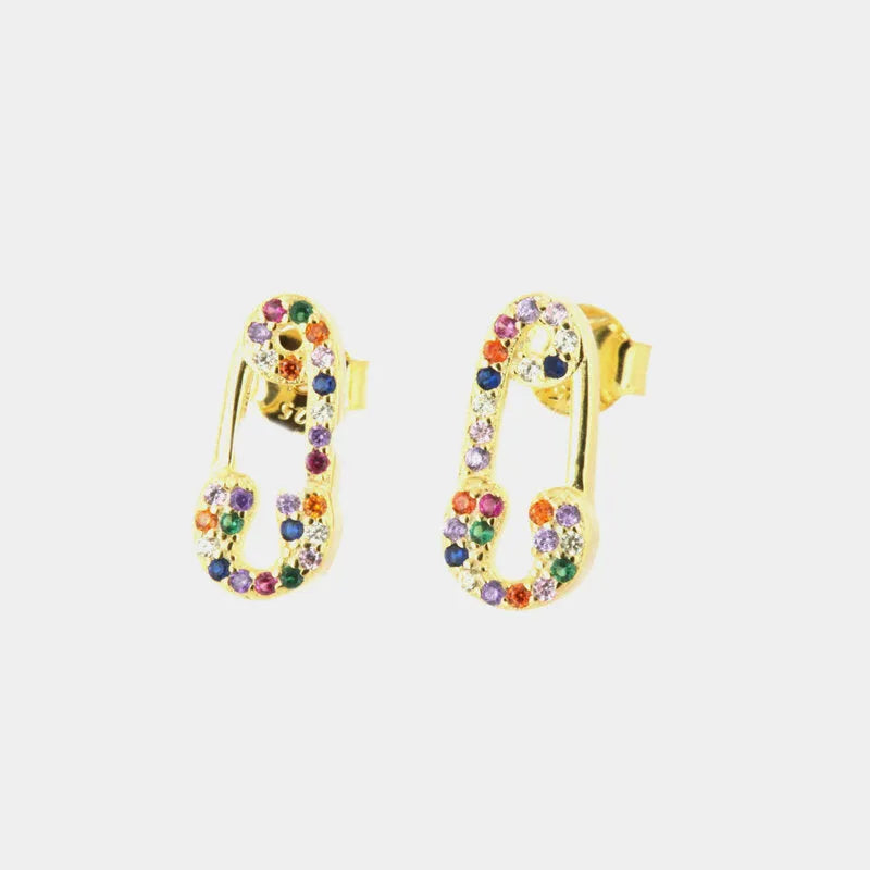 Orecchini in Argento 925 spilla da balia con zirconi multicolor Collezione Barcellona - BYSIMON gioielli
