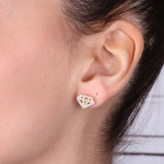 Orecchini in Argento 925  diamante a lobo, impreziosito da zirconi bianchi