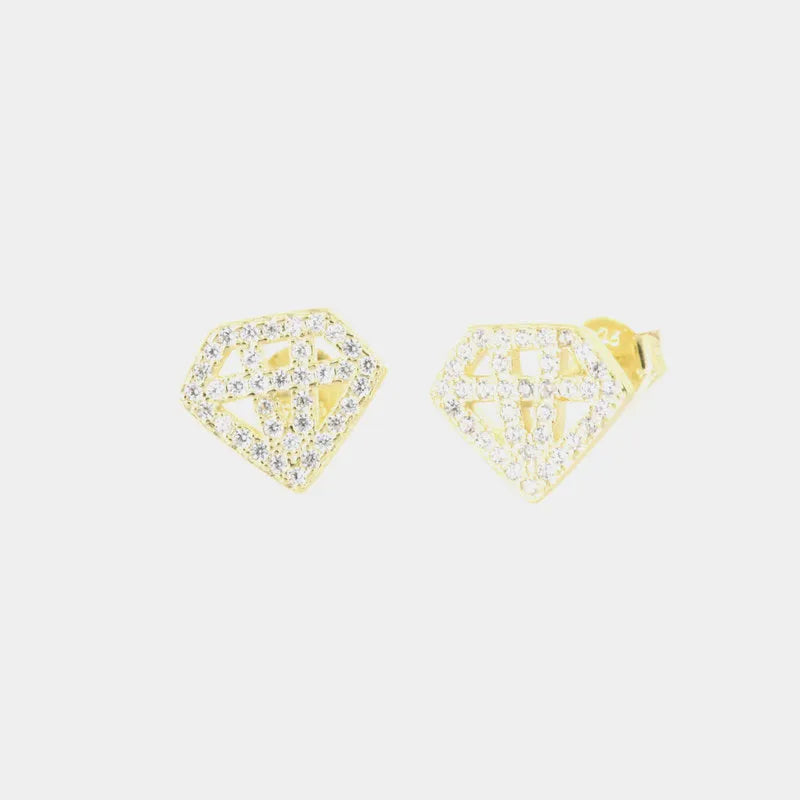 Orecchini in Argento 925  diamante a lobo, impreziosito da zirconi bianchi