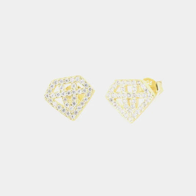 Orecchini in Argento 925  diamante a lobo, impreziosito da zirconi bianchi