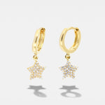 Orecchini in Argento 925 cerchietto con stellina pendente impreziosita da zirconi bianchi - BYSIMON gioielli