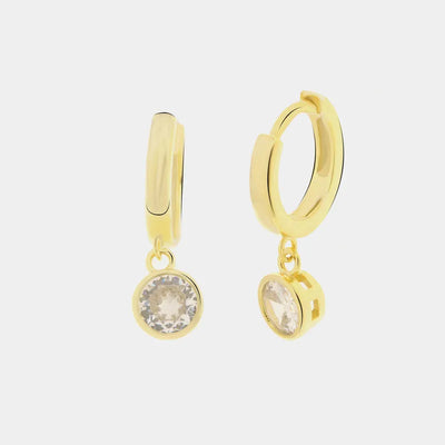 Orecchini in Argento 925 a cerchietto con zircone bianco pendente - BYSIMON gioielli