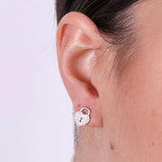 Orecchini in Argento 925 con lucchetto a forma di cuore, impreziosito da zirconi bianchi