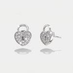 Orecchini in Argento 925 con lucchetto a forma di cuore impreziosito da zirconi bianchi Collezione Barcellona - BYSIMON gioielli