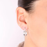 Orecchini in Argento 925 Maglia marina rodiata impreziosita da zirconi bianchi