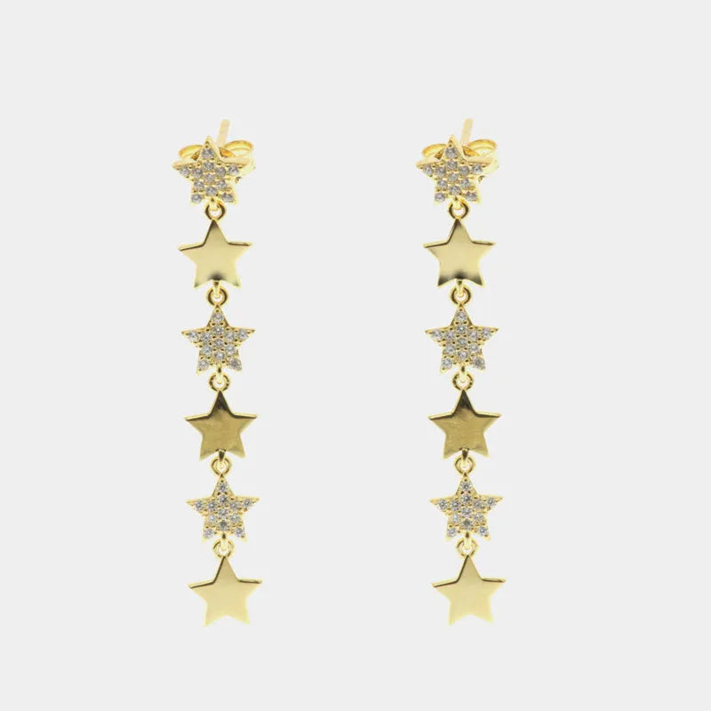 Orecchini in Argento 925 pendenti a forma di stelle impreziosite da zirconi bianchi