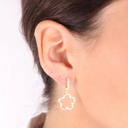 Orecchini in Argento 925 con pendente a forma di fiore con chiusura impreziosita da zirconi bianchi