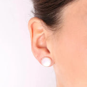 Orecchini in Argento 925 a forma di cerchio effetto madre perla impreziositi da dettagli