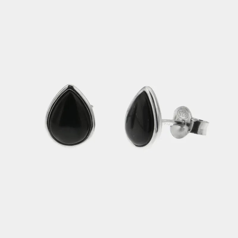 Orecchini in Argento 925 a forma di goccia con dettagli onice nero
