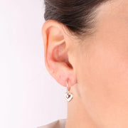 Orecchini in Argento 925 semicerchi con pendente a forma di cuore con dettaglio in zircone bianco