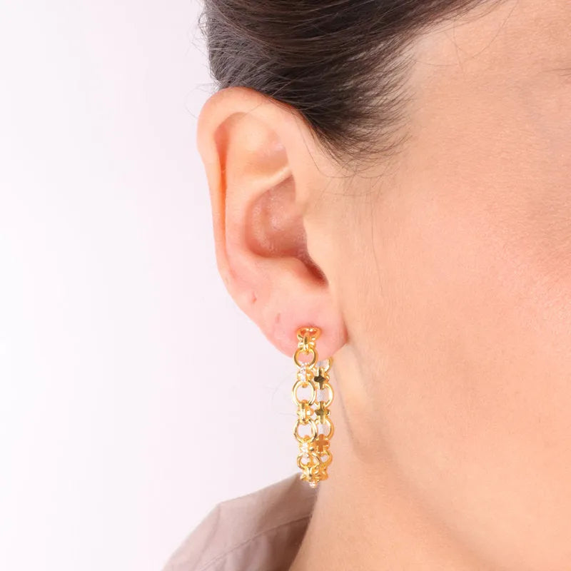 Earrings in 925 Silver mini chains embellished with white zircons