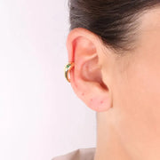 Ear Cuff in Argento a forma di serpente con dettaglio in zircone verde