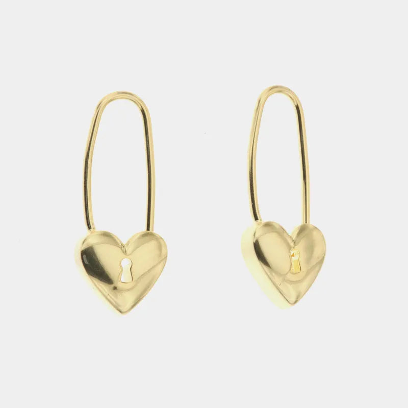 Padlock earrings in 925 Silver with heart-shaped closure