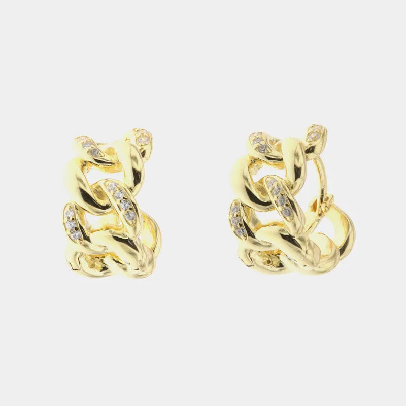 Earrings in 925 Silver mini chains embellished with white zircons