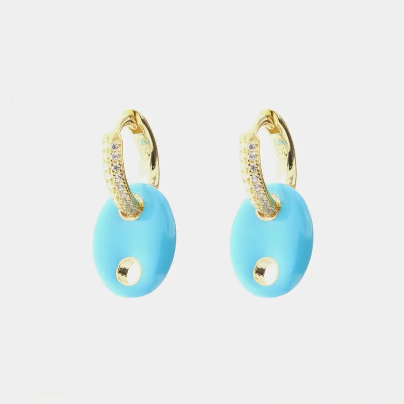 Orecchini in Argento 925 con pendente a forma di maglia marina smaltati blu impreziositi da zirconi bianchi