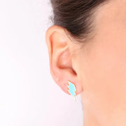 Orecchini in Argento 925 a forma di fulmine con smalto blu