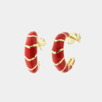 Orecchini in Argento 925 semicerchi smaltati rossi con dettagli