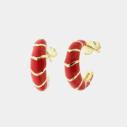 Orecchini in Argento 925 semicerchi smaltati rossi con dettagli