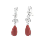 Orecchini in Argento 925 con pendente a forma di goccia effetto corallo impreziosito da zirconi bianchi