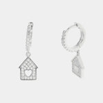 Orecchini in Argento 925 a forma di casa con cuore impreziosito da zirconi bianchi BYS - gioiello BySimon
