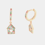 Orecchini in Argento 925 con zirconi multicolor a forma di casa BYS - gioiello BySimon