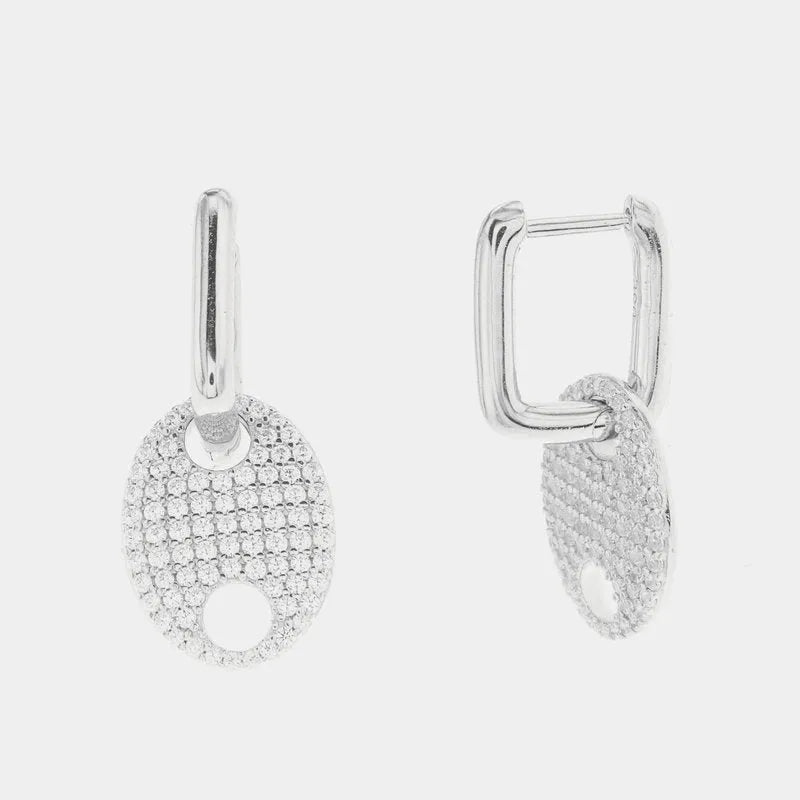 Earrings in 925 Silver in the shape of a marine link with details in white zircons
