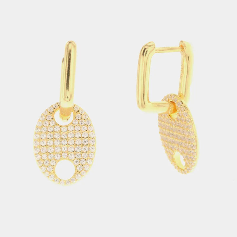 Earrings in 925 Silver in the shape of a marine link with details in white zircons