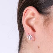 Orecchini in Argento 925 a forma di trinacria impreziositi da  pavè di zirconi bianchi