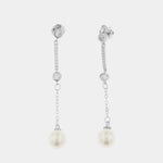 Orecchini in Argento 925 con perle pendenti e zirconi bianchi