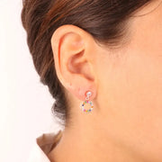 Orecchini in Argento 925 con pendenti a forma di cerchi impreziositi da zirconi multicolor e cristalli bianchi