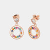 Orecchini in Argento 925 con pendenti a forma di cerchi impreziositi da zirconi multicolor e cristalli bianchi