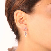 Orecchini in Argento 925 a forma di cerchio con chiavi pendenti impreziosita da zirconi multicolor