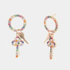 Orecchini in Argento 925 a forma di cerchio con chiavi pendenti impreziosita da zirconi multicolor