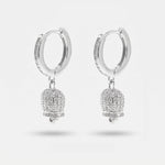 Orecchini in Argento 925 con campanella pendente, impreziosita da luminosi zirconi bianchi