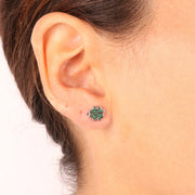 Orecchini in Argento 925 a forma di quadrifoglio con zirconi verdi