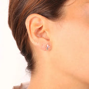 Orecchini in Argento 925 a forma di croce con zirconi multicolor