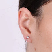 Orecchini in Argento 925 a forma di chiave a cuore impreziositi da cristalli bianchi