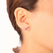 Orecchini in Argento 925 a forma di freccia con zirconi rossi e viola