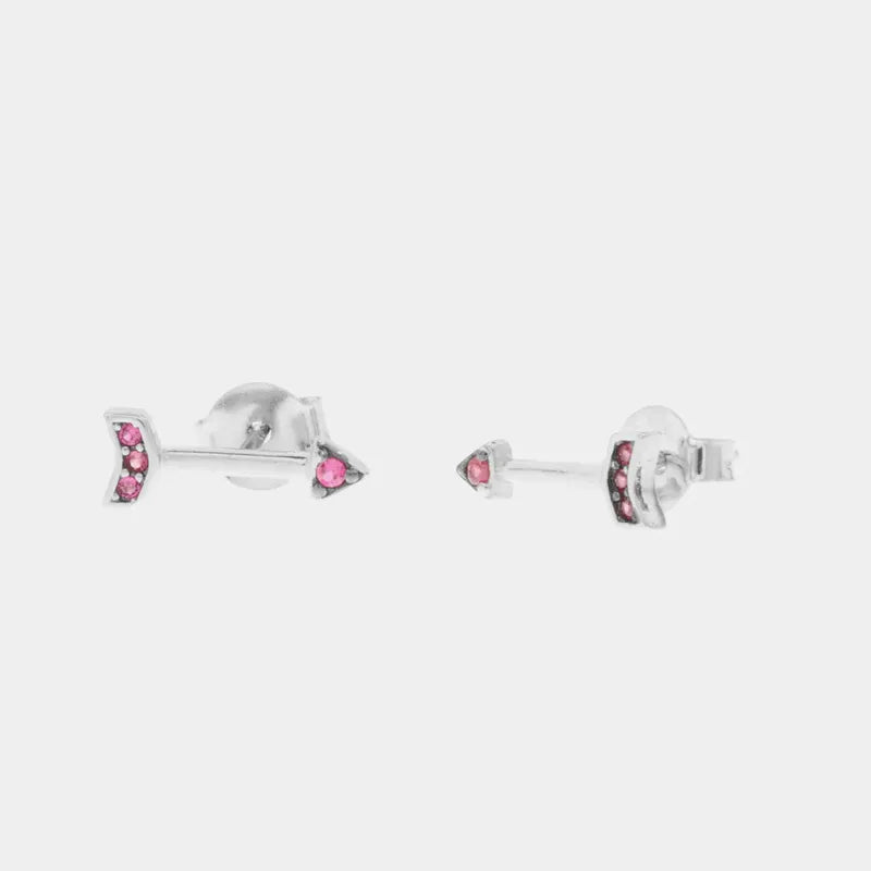 Orecchini in Argento 925 a forma di freccia con zirconi rossi e viola