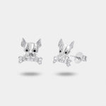 Orecchini argento 925 a forma di cane con cristalli bianchi - BYSIMON gioielli