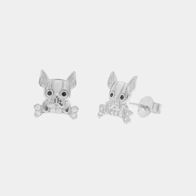 Orecchini argento 925 a forma di cane con cristalli bianchi - BYSIMON gioielli