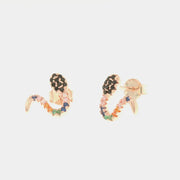 Orecchini in Argento 925 a forma di serpente con dettagli colorati