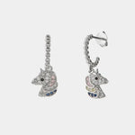 Orecchini in Argento 925 con pendente a forma di unicorno impreziosito da zirconi multicolor