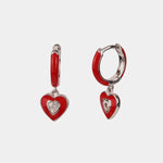 Orecchini in Argento 925 cerchietti con pendenti a forma di cuore impreziositi da smalti colorati e zirconi bianchi