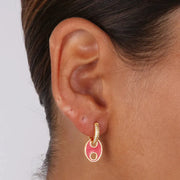 Orecchini in Argento 925 cerchietti con pendente a forma di maglia marina rossa