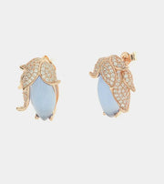 Orecchini in Argento 925 a forma di fiore impreziosita da pietra effetto occhio di gatto