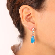 Orecchini in Argento 925 con pendenti a goccia impreziositi da zirconi bianchi e blu