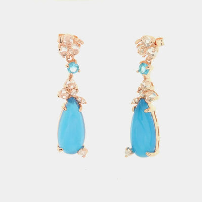 Orecchini in Argento 925 con pendenti a goccia impreziositi da zirconi bianchi e blu