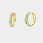 Orecchini in Argento 925 cerchietti con intrecci di zirconi bianchi e smalti